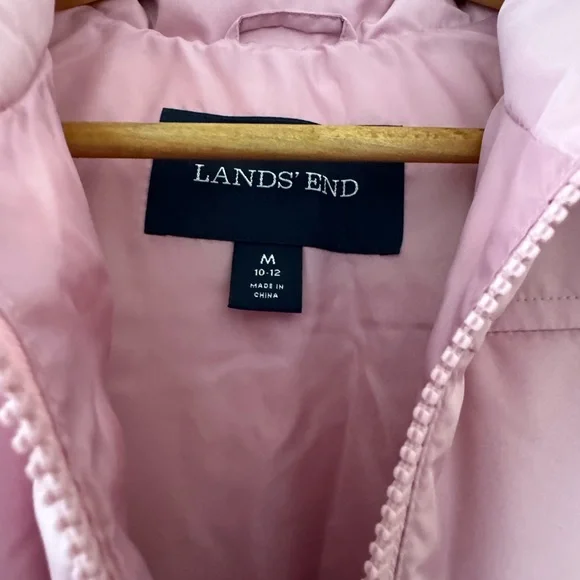 Lands' End Light Pink Zip Up Puffer Vest Size Medium 10-12 - Picture 4 of 6